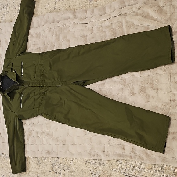 Vintage Unilog Olive Green Jumpsuit Coveralls Mens Large Regular Unisex Utility - Picture 2 of 16